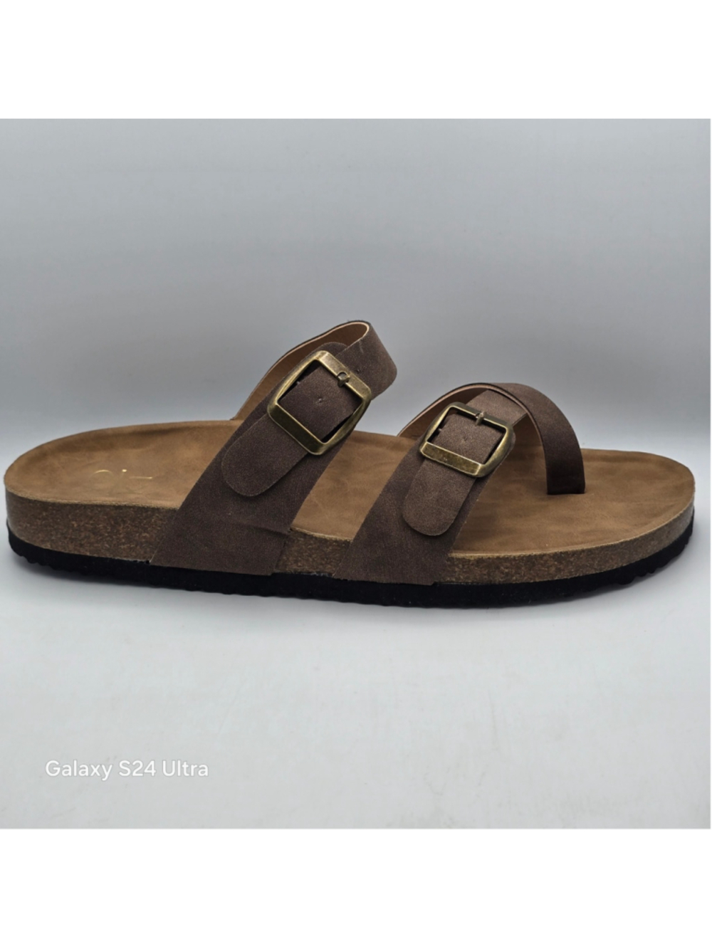 Women's Yoki Brown Sandals with Gold Buckles women's 9